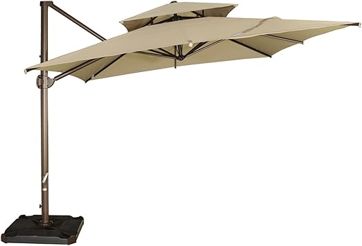 Abba Patio 9 By 9 Feet Square Offset Cantilever Umbrella Patio Hanging Umbrella With Dual Wind Vent Cross Base And Umbrella Cover Beige Amazon Co Uk Garden Outdoors