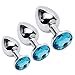 Akstore 3Piece Luxury Jewelry Design Stainless Steel Anal Butt Plug with Penis Condom, Light Blue, 10.4 Ounce