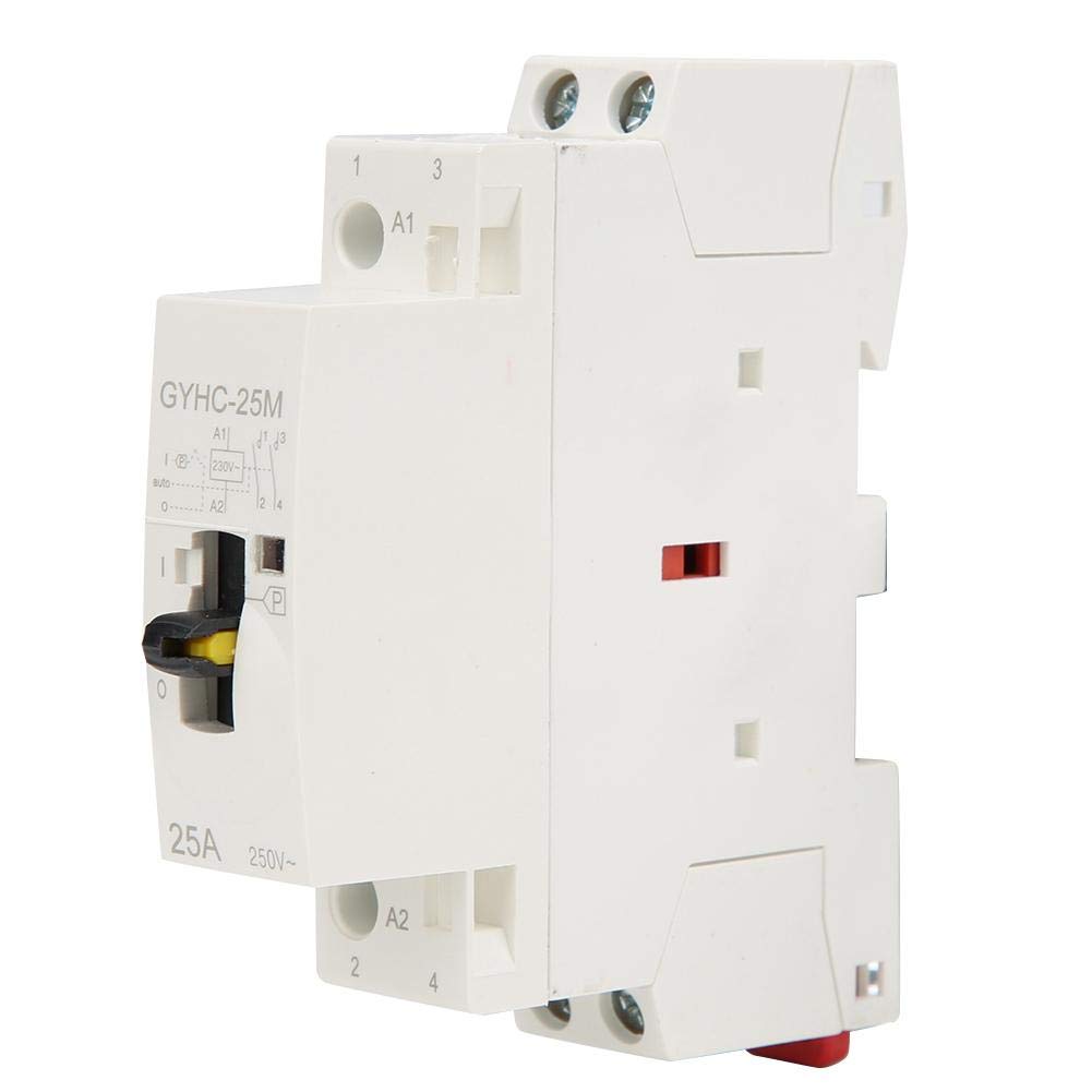 AC Contactor Modular Household 2P 2NO DIN Rail Mounting with Manual Control Switch 25A 220V 50Hz (2NO)