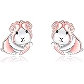 Guinea Pig Earrings for Women - 925 Sterling Silver Cute Animal Stud Earrings for Guinea Pig Lovers Dainty Pet Lover Jewelry Unique Animal Gift for Birthday Funny Zoo Jewelry