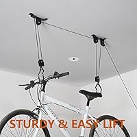 hanging bike in garage pulley system
