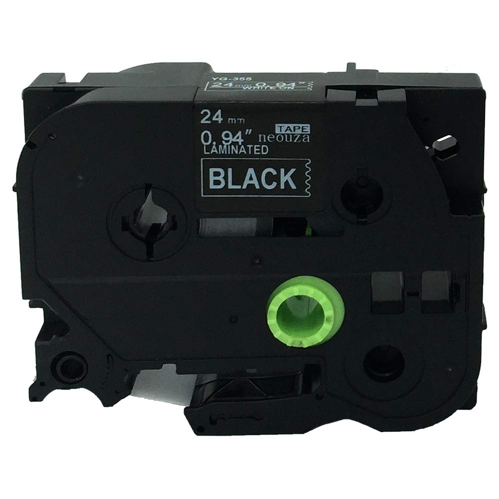 NEOUZA Compatible for Brother P-Touch TZe Tz White on Black Label Tape 6mm 9mm 12mm 18mm 24mm 36mm All Size(TZe-355 24mm)