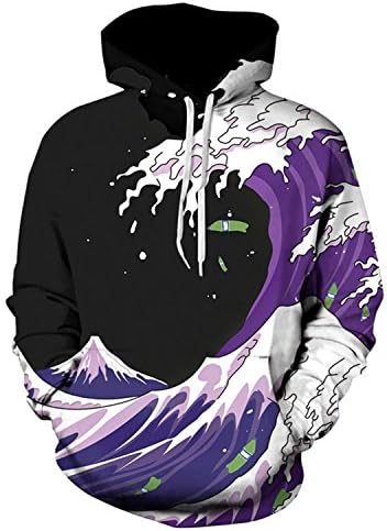 Jamemcabin Autumn Winter Men/Women Hoodies Hooded With Hat Print Sea Waves Thin Style 3D Sweatshirts Yxql254 S