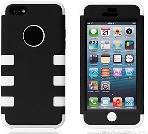 HESGI Perfect Protect Your iPhone Mobile 3in1 Hard and Soft Impact Hybrid Armor Case Combo Suitable Fit For iPhone 5C White+Black