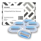Amazon Brand – Solimo 5-Blade Razor Refills for Women, 6 Refills (Fits Solimo Razor Handles only)