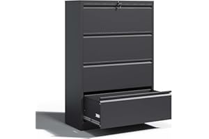 OPTYMIRA Locking File Cabinet with 4 Drawer Heavy Duty Large Metal Filing Cabinet Home Office Lateral File Cabinets Wide Steel Cabinets for Legal/Letter Size,Assembly Required