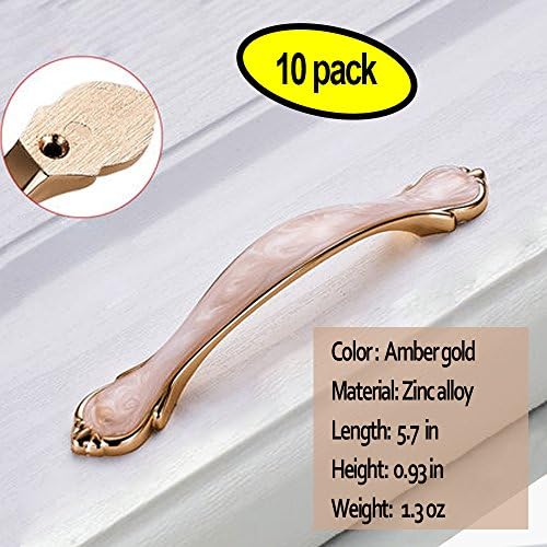 Antique Cabinet Handle Pull, Bronzeman 5.7'' Oil Rubbed Amber Gold Rustic Wardrobe Dresser Hardware Furniture Kitchen Home Decor Door Knob - 10 Pack