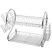Juvale 2-Tier Dish Drying Rack - Dish Drainer, Chrome Plating Dish Rack, Includes Utensil Holder, and Drain Board, Silver 17 x 9.25 x 10.5 Inches