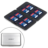 Honsky Aluminum UHS-I SD Micro SD SDHC SDXC TF SecureDigital Memory Card Carrying Case Holder Organizer Box Keeper for Computer Camera Media Storage Organization, Silver