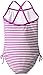 Kanu Surf Girls' Layla Beach Sport Banded 1 Piece Swimsuit, Bali Purple Stripe, 14
