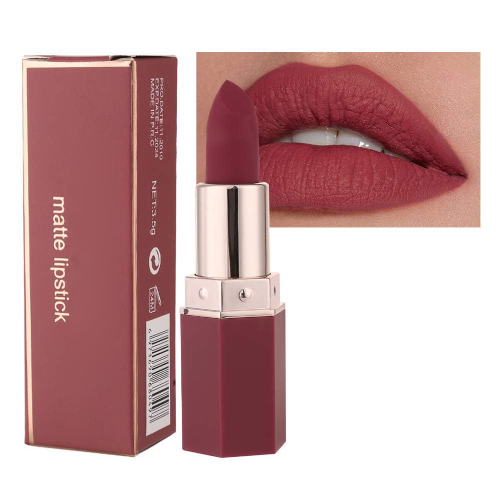 GL-Turelifes Matte Lipstick Velvety Red Lipsticks Waterproof Long Lasting Smoothing Non-stick Cup Sexy Colors Lipsticks (#05 Umber)