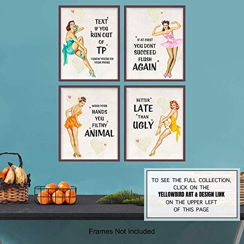 Pinup Girl Vintage Bathroom Wall Decor Pin Up Wall Art Funny
