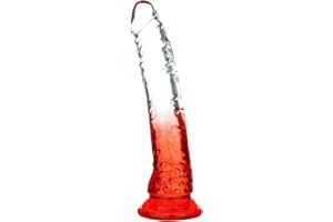 bsqipsd Lifelike Lover Luxe Realistic Dildo - 8.6 Inch Suction Cup Dildo - Colour Changing Curved Dildo - L Transparent Red