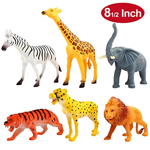 figura de animal, 8 pulgadas jumbo jungle animal toy set , yeonha toys realista animal de vinilo salvaje para niños pequeños, animal de plástico favores de fiesta aprendizaje bosque animales de granja juguetes playset