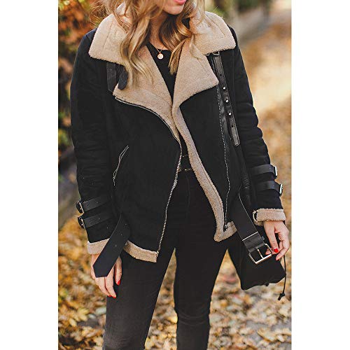 Winter Women Faux Fur Fleece Coat Outwear Warm Lapel Biker Motor Aviator Jacket Waistcoat Overcoat Duseedik