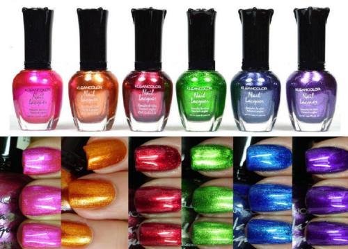 6 PCS New Kleancolor FULL SIZE METALLIC LOT Nail Polish Colors SET