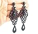 PAGEANT AUSTRIAN CRYSTAL RHINESTONE NAVY CHANDELIER DANGLE EARRINGS E2090NB