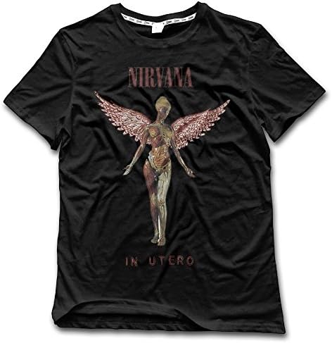 PaulIanCarmichae Men Nirvana in Utero Casual Style Short Sleeve T-Shirts Boy Sports T-Shirts Black