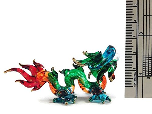 TINY CRYSTAL Dragon HAND BLOWN CLEAR GLASS ART Dragon FIGURINE ANIMALS COLLECTION GLASS BLOWN