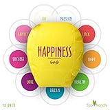 Flying Sky Lanterns - Multicolor Paper Chinese Lanterns for Birthday, Wedding, Valentine, Outdoor Party - Biodegradable Eco-Friendly Wish Lamps - Pack of 10 with Giftbox - by Comfolife