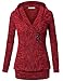 Messic Plus Size Hoodie for Women, Women's Winter V-Neck Thick Knitted Sweatshirt Pullover Sweater Hoodie Top (XX-Large, Multicolor Red)