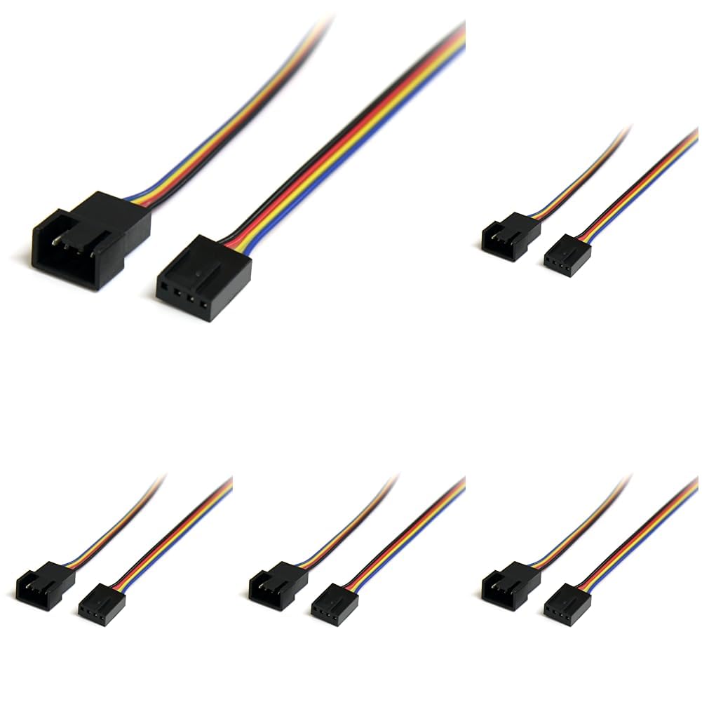 StarTech.com 12in 4 Pin Fan Power Extension Cable - M/F - Fan Power Extension Cable - 4 pin PWM (M) to 4 pin PWM (F) - FAN4EXT12 (Pack of 5) Image