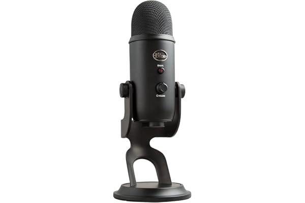 Logitech for Creators Blue Yeti USB Microphone for Gaming, Streaming, Podcasting, Twitch, YouTube, Discord, Recording for PC and Mac, 4 Polar Patterns, Studio Quality Sound, Plug & Play-Blackout