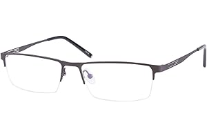 Fullwosing Shortsighted Glasses Nearsighted Glasses Men Women Alloy Half-Frame Strengths -0.5 to -6.0, Metallic, -0.75