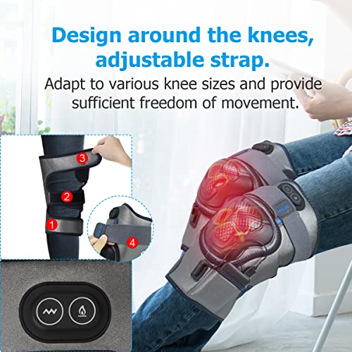 Knee Massager with Heat for Joint Pain Relief, Goldmill Vibration Knee Brace Wrap Rechargeable