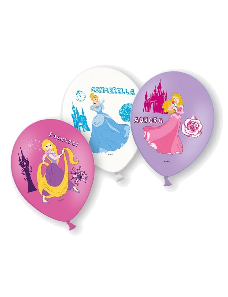 Amscan 999236-6 Latex Balloons Princess, Diameter 27.5 cm, Decoration, Balloon, Birthday, Theme Party