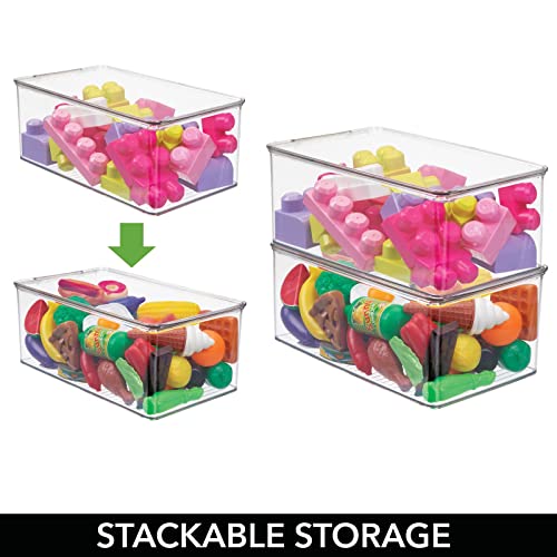 mDesign Plastic Stackable Toy Storage Bin Container Box with Hinge Lid