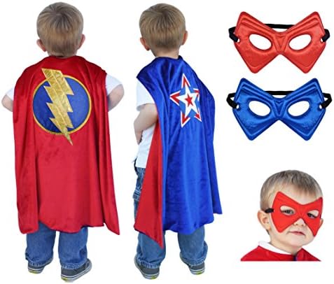 Little Pretends Deluxe Reversible Superhero Cape with Reversible Mask - WELL MADE &amp; LONG LASTING