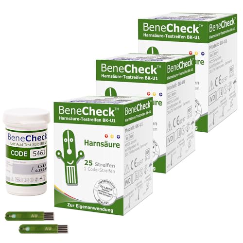 BeneCheck Harnsäure Teststreifen 75 Stück - Zur Verwendung mit dem BeneCheck Harnsäure-Messsystem