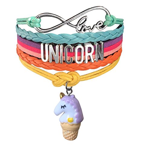Doctor Unicorn Cute Unicorn Bracelet Wristband Handmade Rainbow Jewelry Infinity Love Charm Gifts 12 Styles (Unicorn Purple Ice Cream)