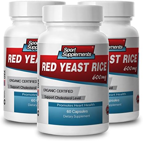 Sport Supplemets Red Yeast Rice Healthy Cholesterol Level, Heart Health. Organic (3 Bottles)