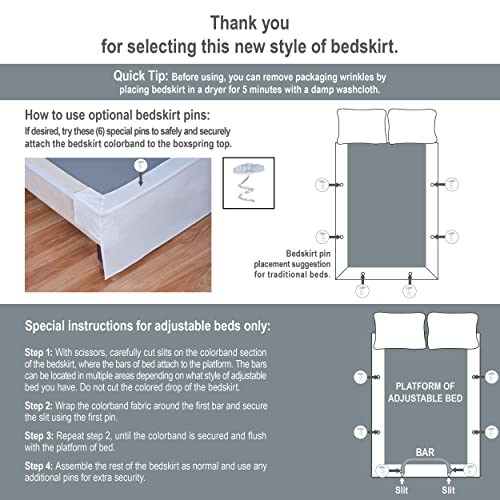 Bed Maker’s Never Lift Your Mattress Wrap Around Bed Skirt, Classic Style, Low Maintenance