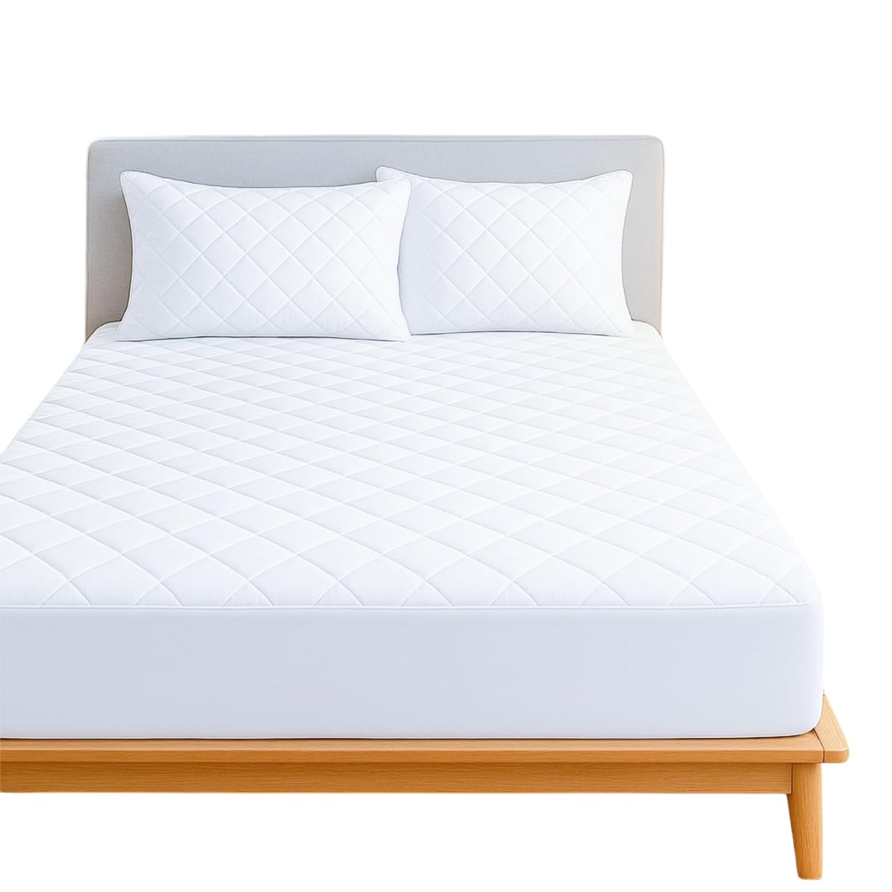 Oxford Homeware Double Mattress Protector Fits Up to 30 cm Extra Deep - Anti Allergy Breathable Microfiber Quilted Fitted Mattress Cover (Skirt, 140 x 193 Cm)