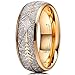Three Keys Jewelry 6mm 8mm Imitated Meteorite Arrows Inlay Mens Tungsten Wedding Ring Band Gold Polished