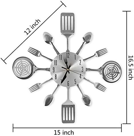 Kitchen wall clock with fork and battery design, 12-inch diameter, priced at $21.99.