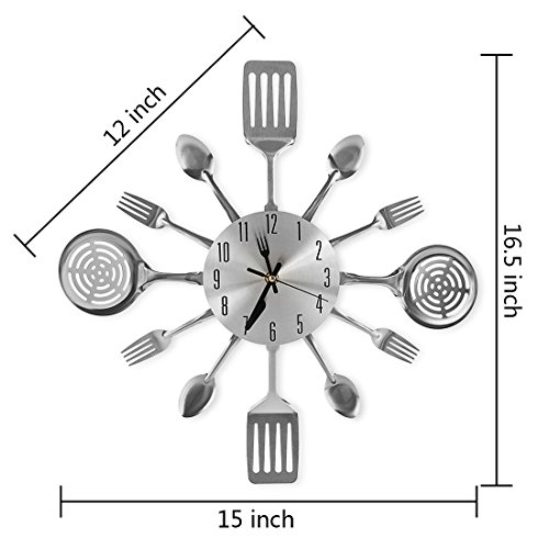 CIGERA 16 Inch Large Kitchen Wall Clocks with Spoons and Forks,Great