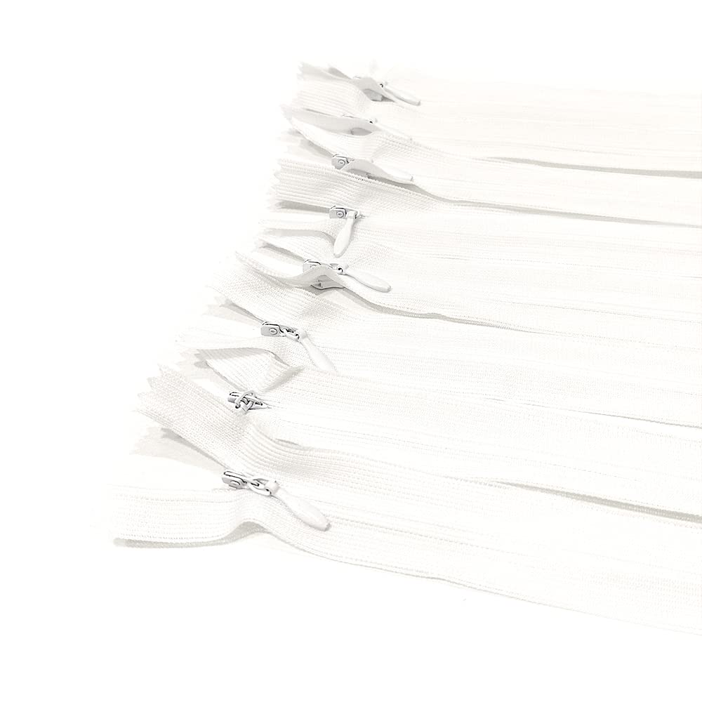 JYC CREATIVE 10 Invisible Closed Zippers, Many Sizes and Colors Available, 3 Mesh, Fine Zipper, Elegant and Discreet for Sewing on Clothes, Dresses, Skirts, Sewing, (22 CM, 101)