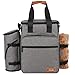 Hilike Premium Pet Travel Bag for Dog & Cat-Week Away Tote Organizer Bag for Dogs Travel-Includes 1 Dog Tote Bag,1 Dog Food Carrier Bag, 2 Silicone Collapsible Bowls,1 Blanket,1 Frisbee(Grey)