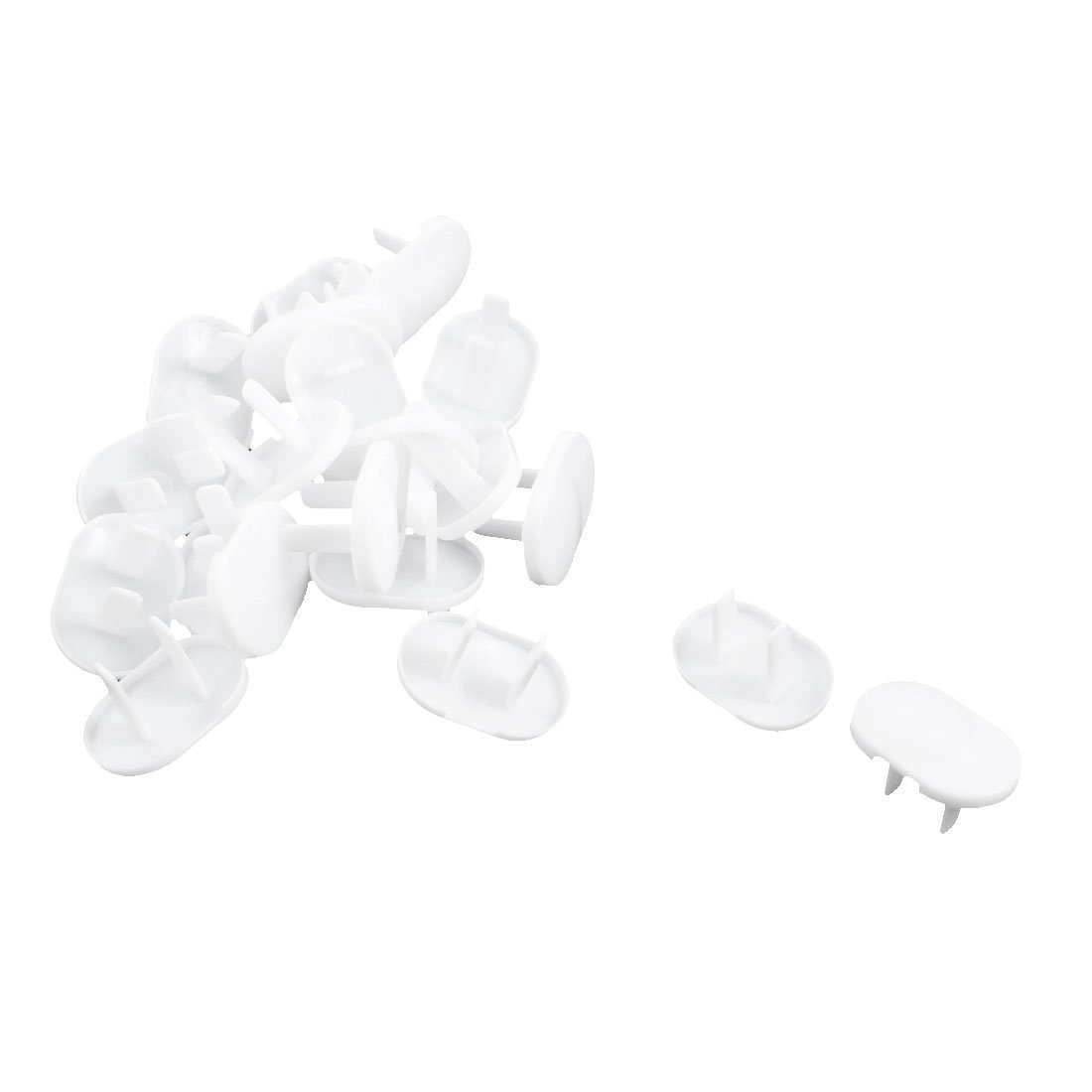 sourcing map 20Pcs White Plastic 2 Terminals Flat Plugs Protector Safety Socket Cover
