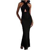 Floerns Women's Elegant Cut Out Criss Cross Halter Dress Backless Sleeveless Fishtail Maxi Dresses