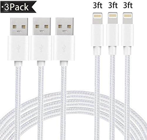 Lightning Cable 3Pack 3FT iPhone Charging Cord 2 in 1 Nylon Braided Durable USB Cords for Charging &amp; Data Sync Apple Charging Wires for iPhone X/8/8 Plus/7/7 Plus/6s/6 Plus/6/5S/iPad and More (Grey)