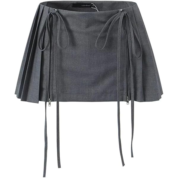 Preppy Y2k Pleated Skirt for Women Drawstring Low Rise Sexy