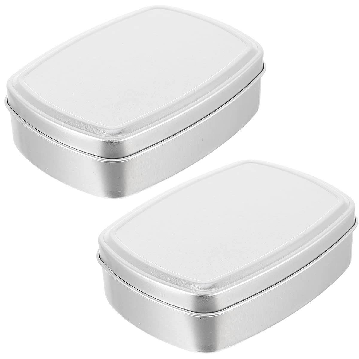 Cabilock 2pcs Small Empty Tins with Lids, 150ML Rectangular Metal Storage Box, Aluminium Container Storage Case Tinplate Cans for Cream Candy Key Candles Salve Cosmetic