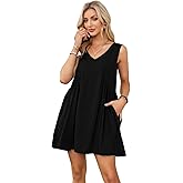 GOLDSTITCH Womens Summer Sleeveless Mini Dress Casual Loose V Neck Sundress with Pockets