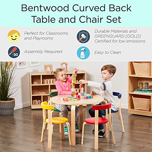 ECR4Kids Bentwood Round Table and Curved Back Chair Set, Kids Furniture