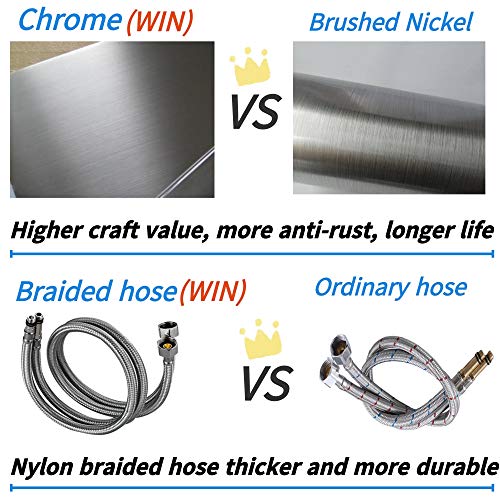 Kitchen Faucet Pull Down Chrome Stainless Steel Wrench Sink Brass Modern Single Handle Hole Waterfall Cold Hot Water with Widespread Sprayer for Home Bar